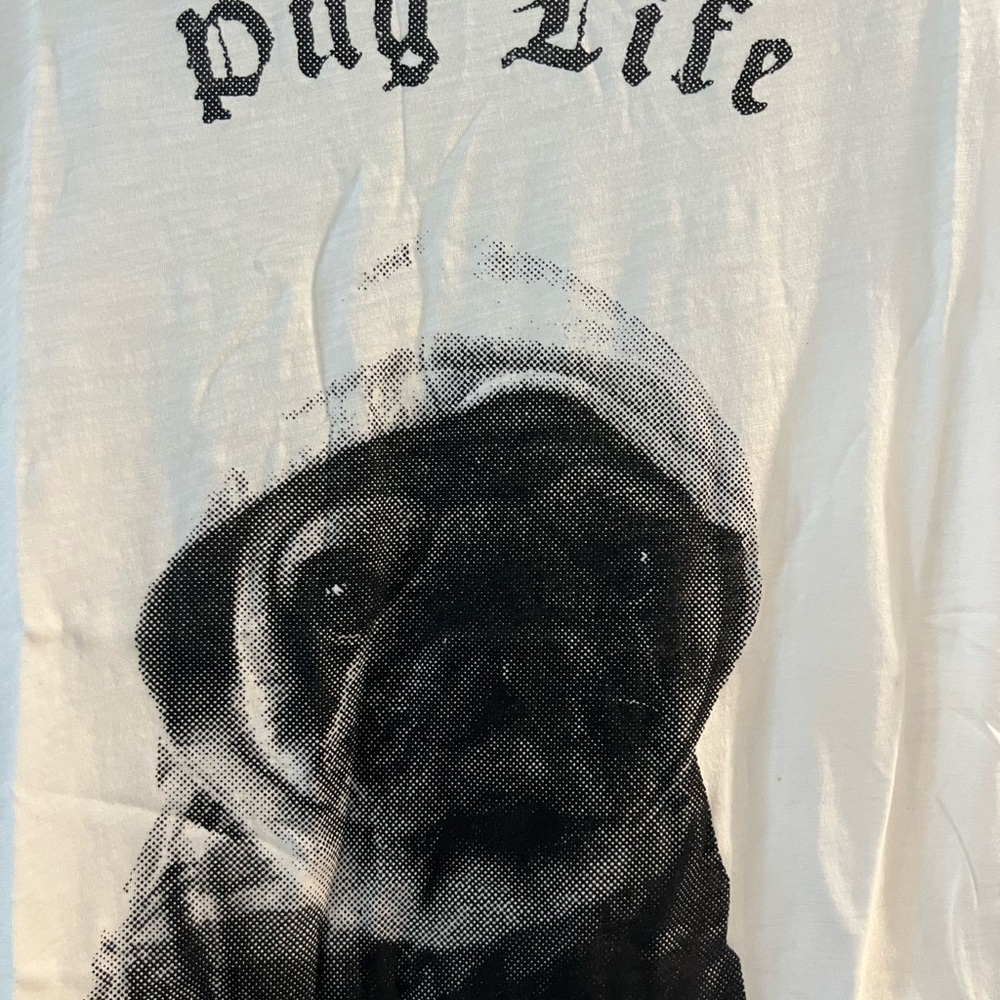 French Connection Pug Graphic Tee - Black and White